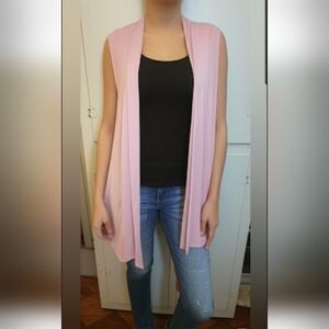 Soft Pink Sleeveless Drape Cardigan